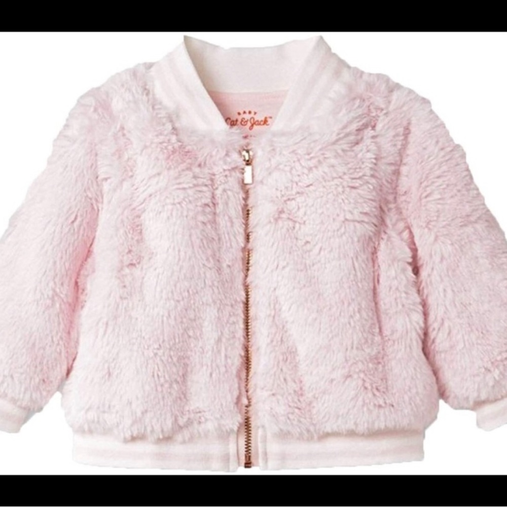 Cat and Jack faux fur, pink bomber